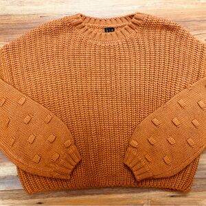 Moon and Madison Size S Terracotta Bubble Sleeve Sweater Cozy Boho Casual Rust